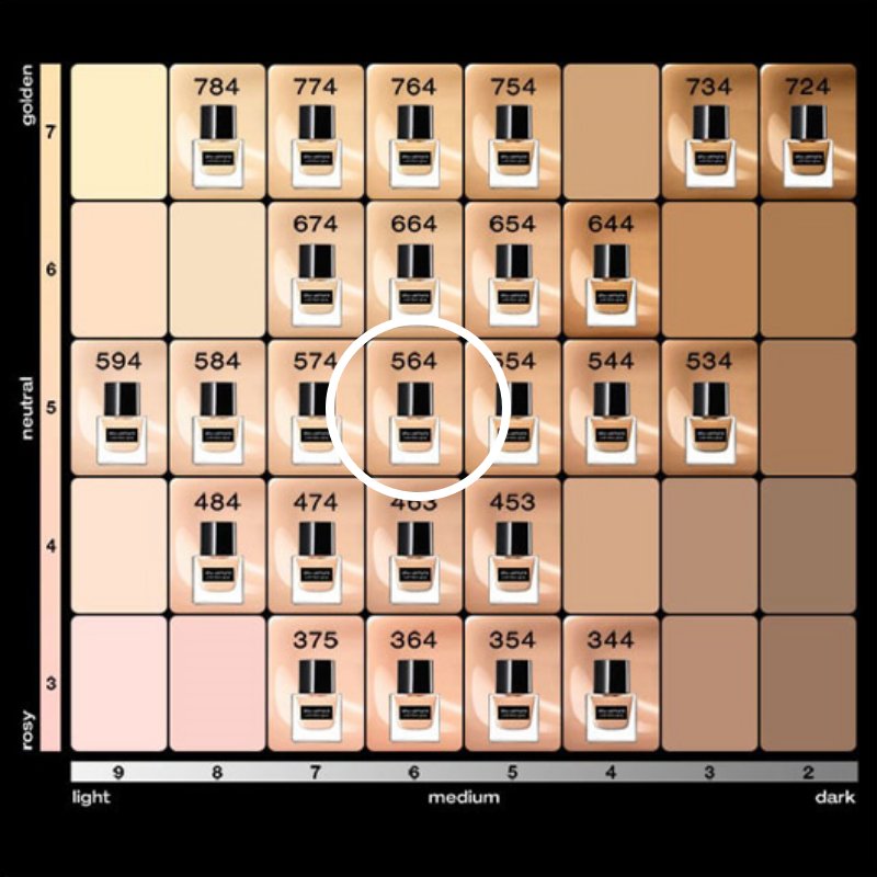 シュウウエムラアンリミテッドラスティングフルイドのカラーチャート